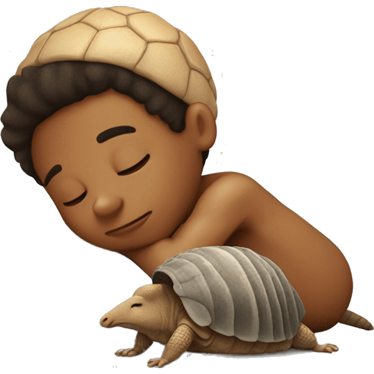 Boy sleeping with an armadillo  emoji