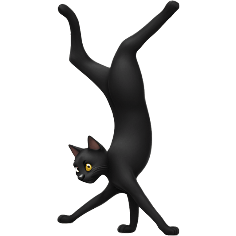 black cat doing a hand stand emoji