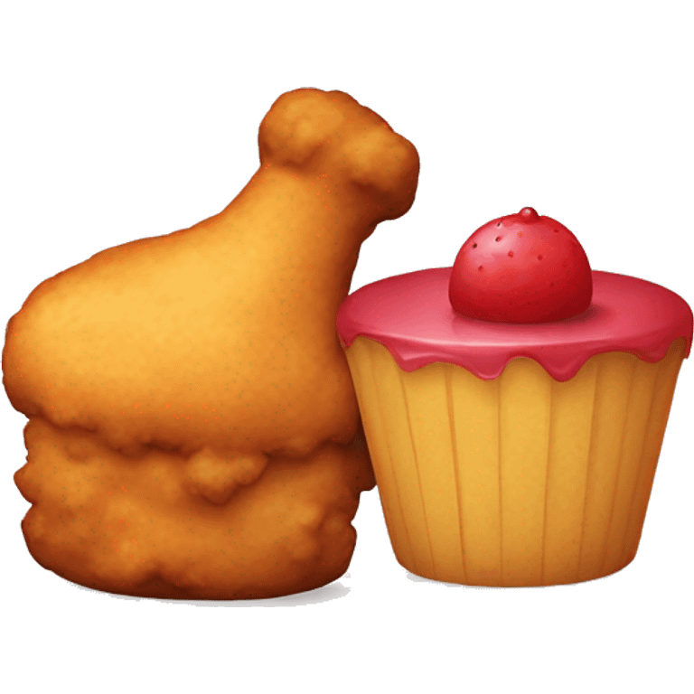 Fried chicken and sweet cake, minimalistic emoji