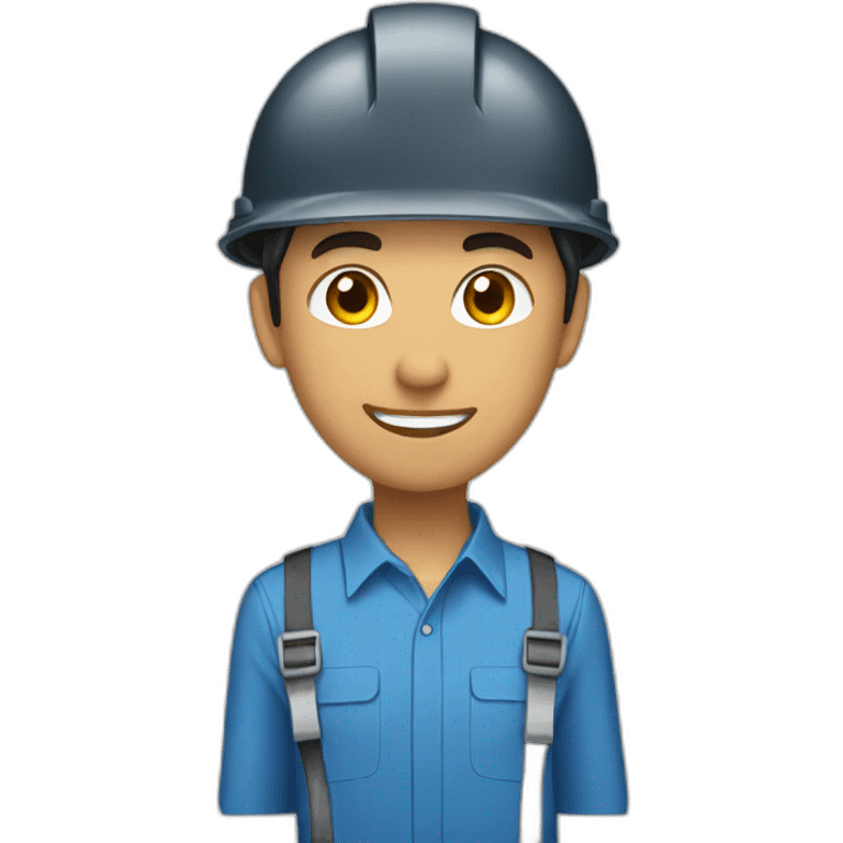 indonesian employee wearing blue shirt and helmet emoji