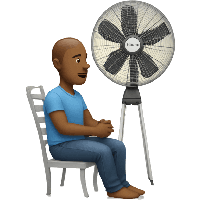 a person sitting in front of a fan on a hot day emoji