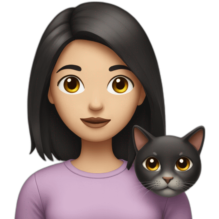 girl with dark hair with a cat emoji