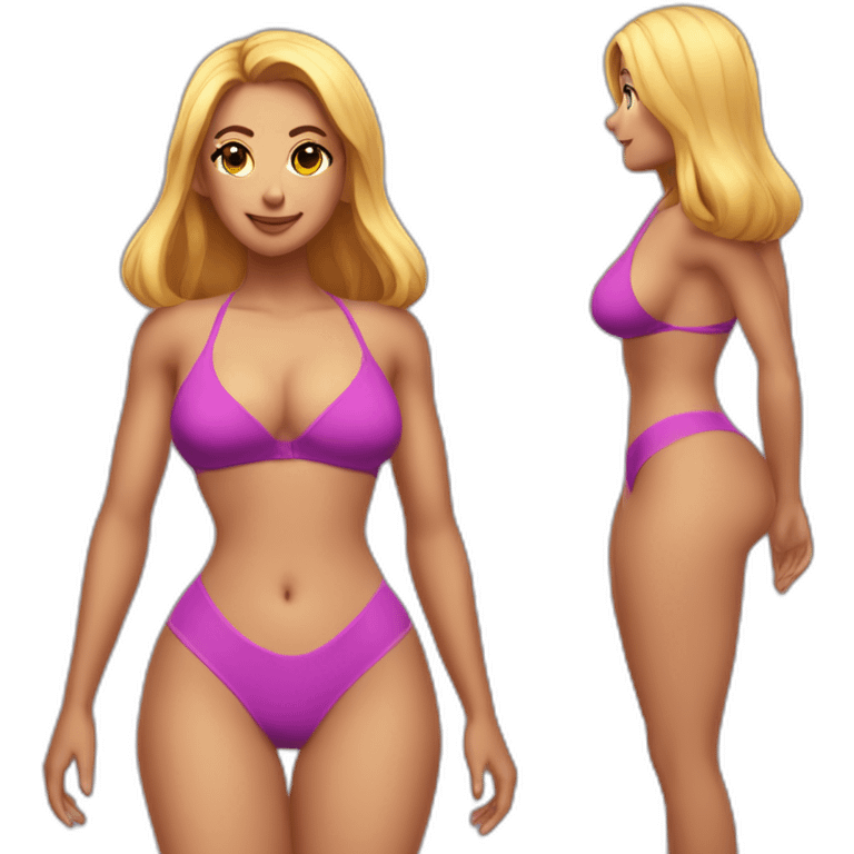 Slim-Thicc woman swimsuit posing (athletic build, perfect body, hourglass figure) emoji