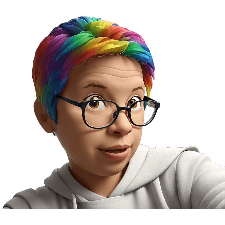 casual indoor portrait with glasses emoji