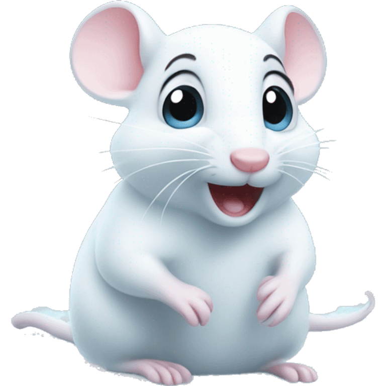 Cute white mouse frozen in ice emoji