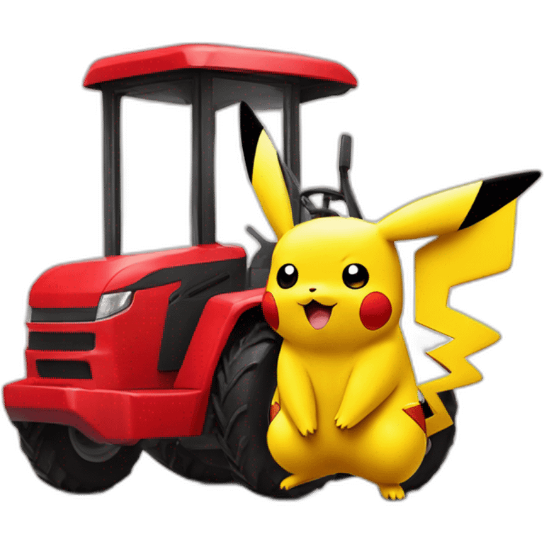 pikachu sur un tracteur rouge avec des ailes emoji