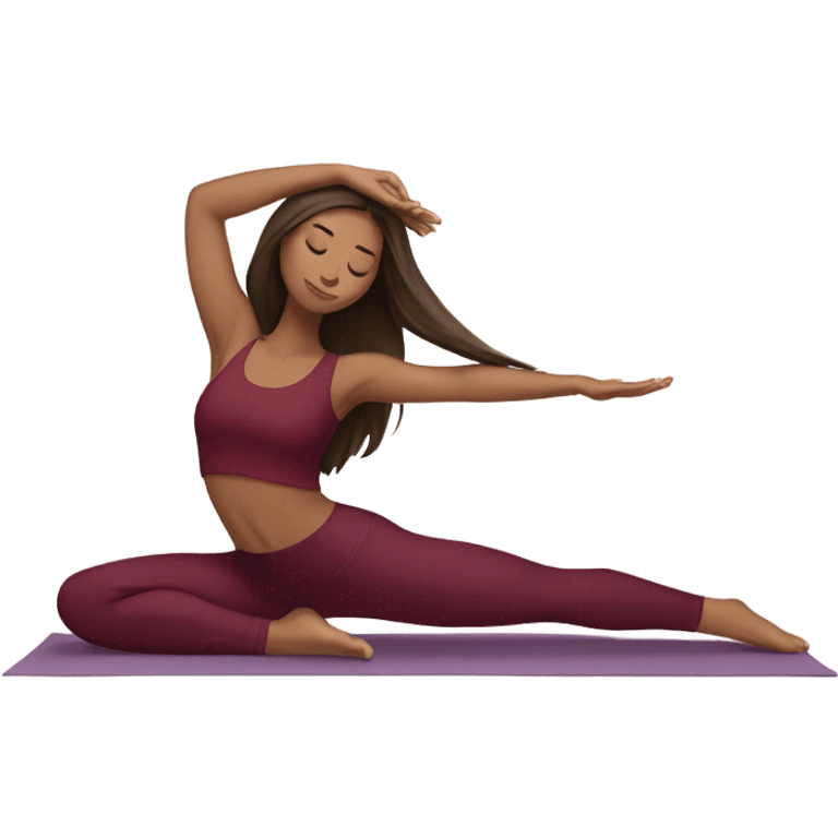 yoga girl burgundy clothes brunette long hair emoji