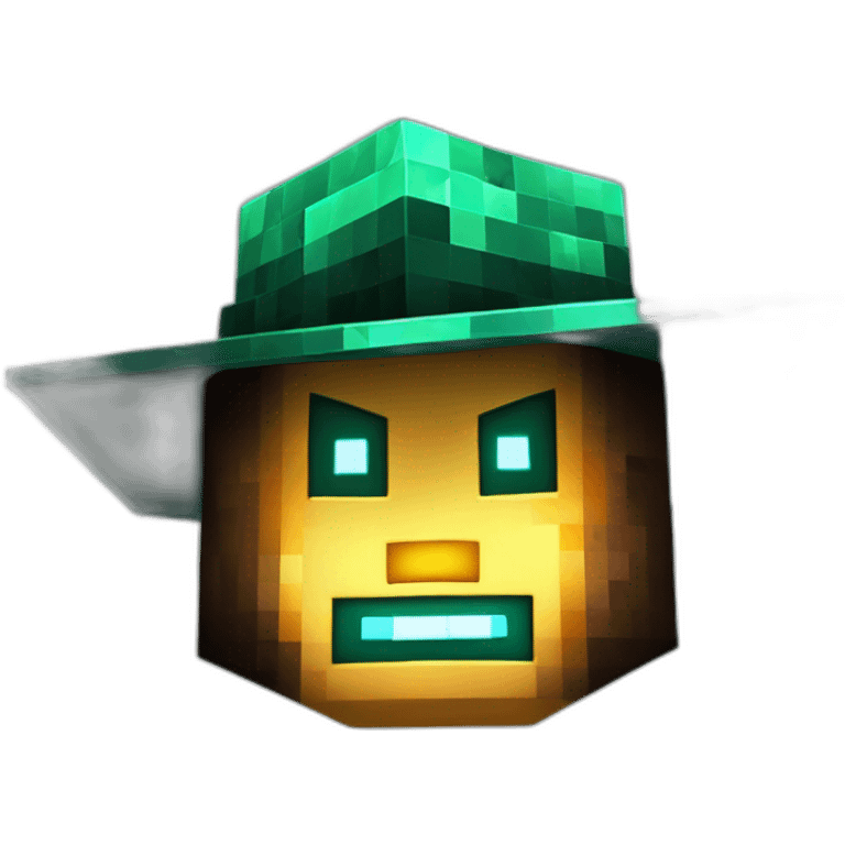 Pixel Minecraft Fedora Halloween Head Mask Diamond Obsidian Emerald Flame Shiny Glow Reward Legendary Unique Epic Mystery emoji