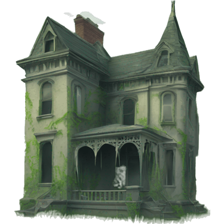 overgrown Haunting graveyard grass field at Victorian mansion emoji