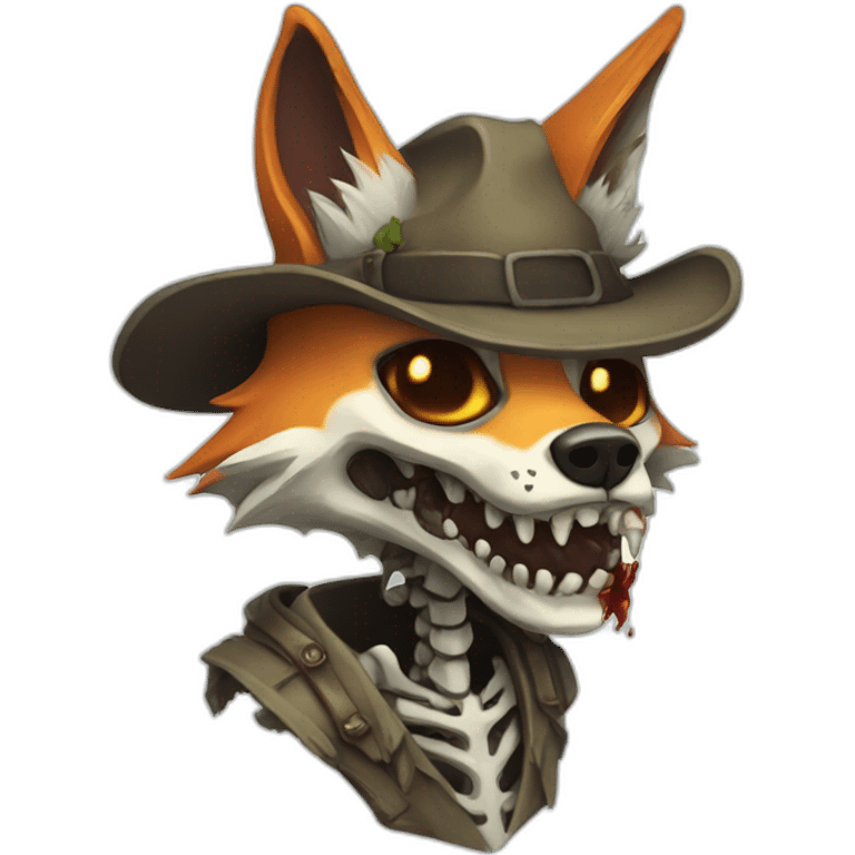 Zombie skeleton fox emoji