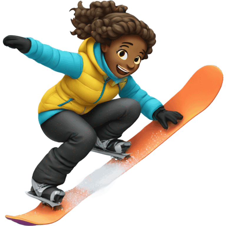 Girl falling snowboarding emoji