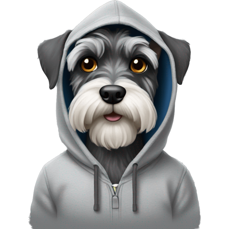 Schnauzer wearing a hoodie emoji