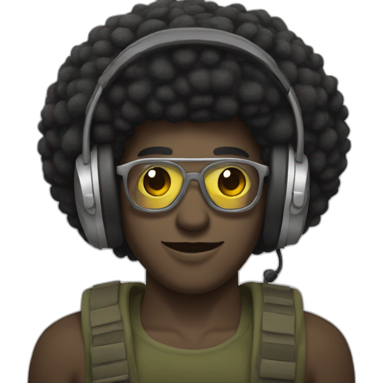 Un Afro (touffu et homme )avec un casque de musique  emoji