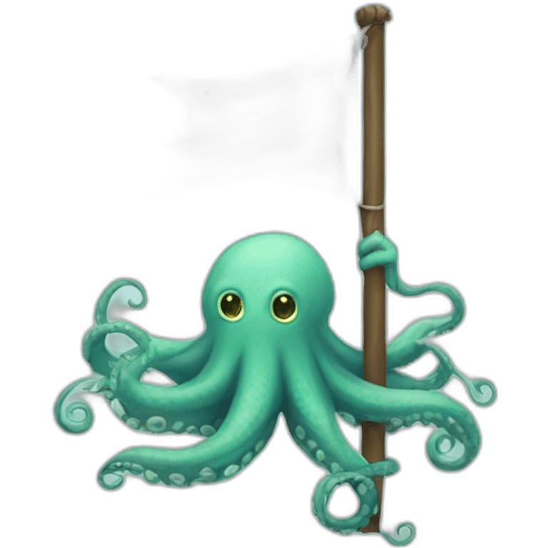 cute kraken hanging a white flag emoji