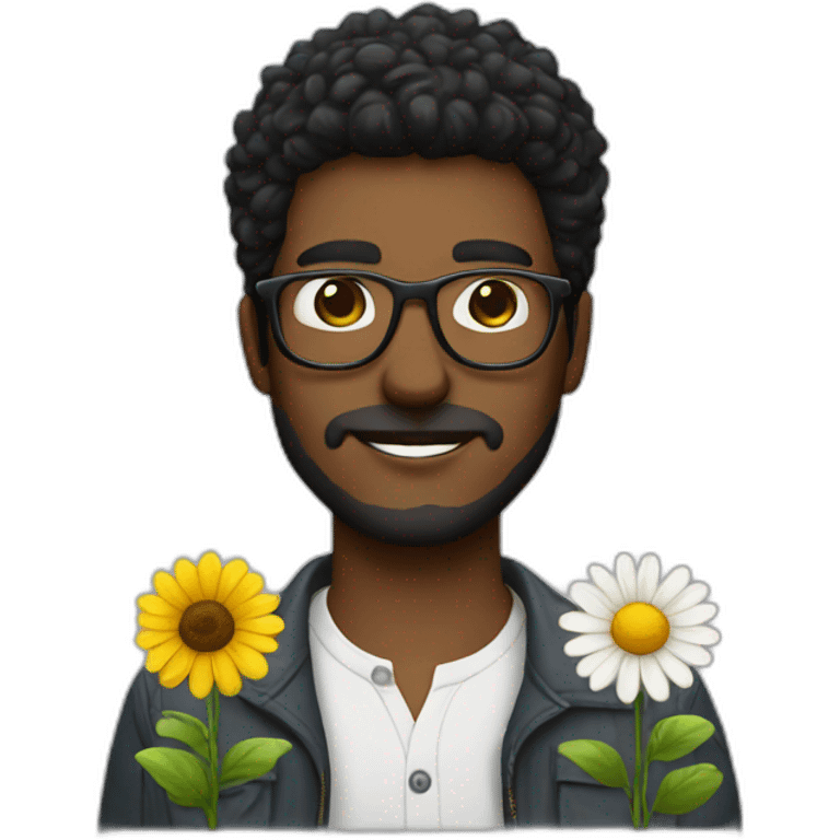 white-guy-giving-a-flower-dark-hair-with-hipster-glasses emoji