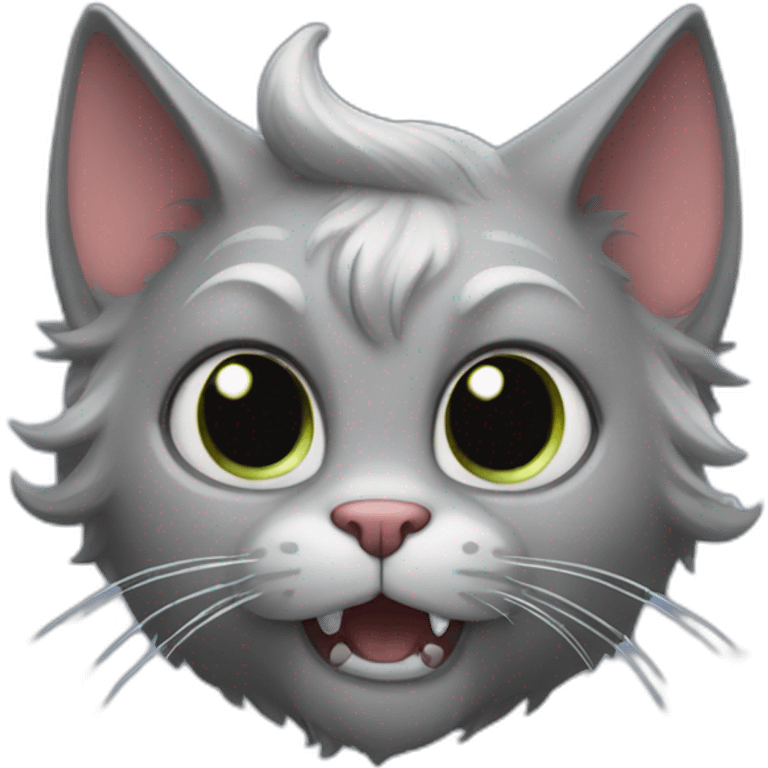 Pixar long hair cat grey devil horns emoji