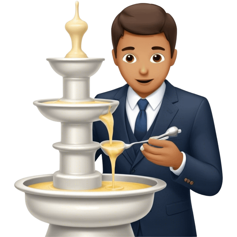 Man in suit eating Fondue fountain emoji