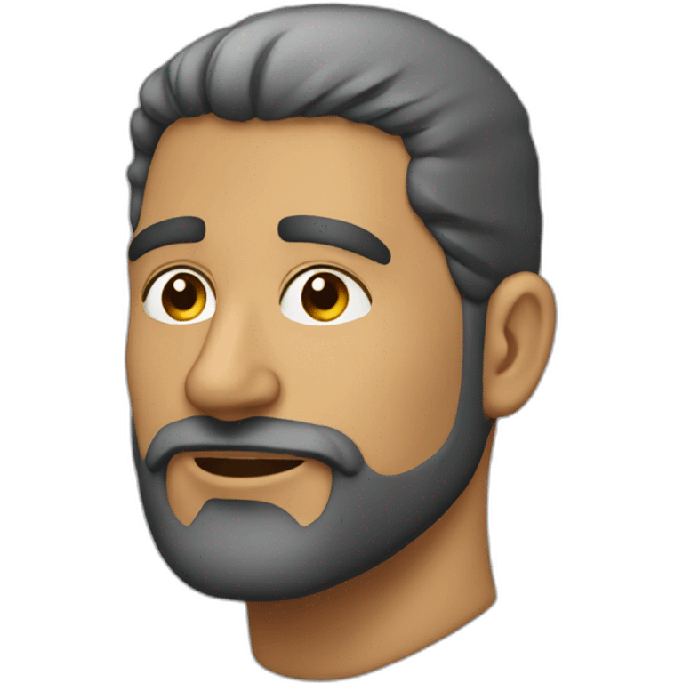 Hombre blanco de 36 años, sin cabello en la cabeza y con barba negra emoji