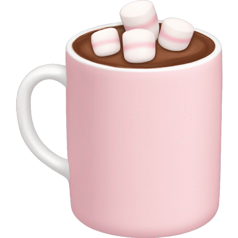 Light Pink mug of hot chocolate with marshmallows  emoji