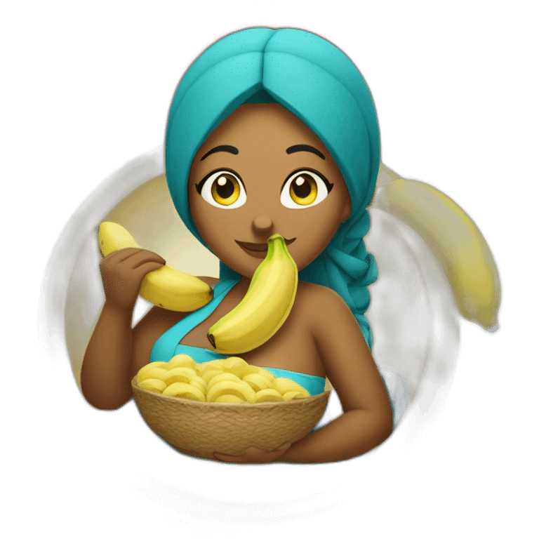 a Moroccan curvy woman eating banana emoji