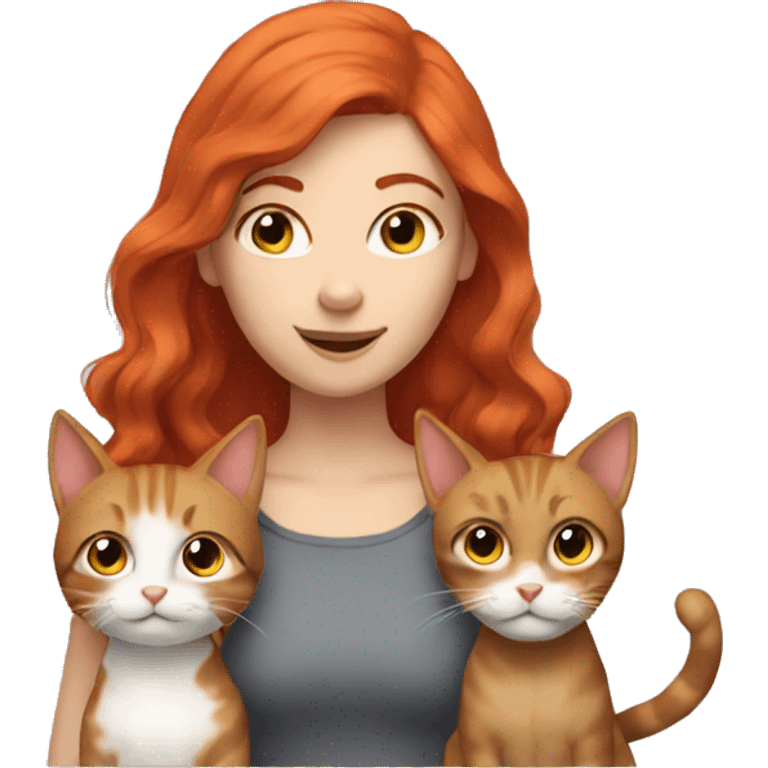 red hair girl with two cats  emoji