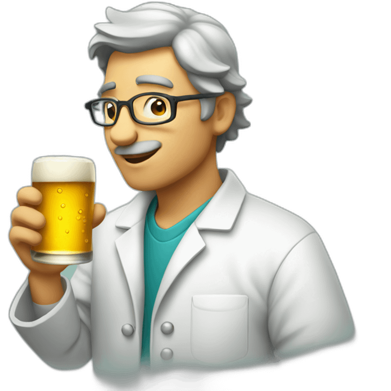 Chemist drinking beer emoji