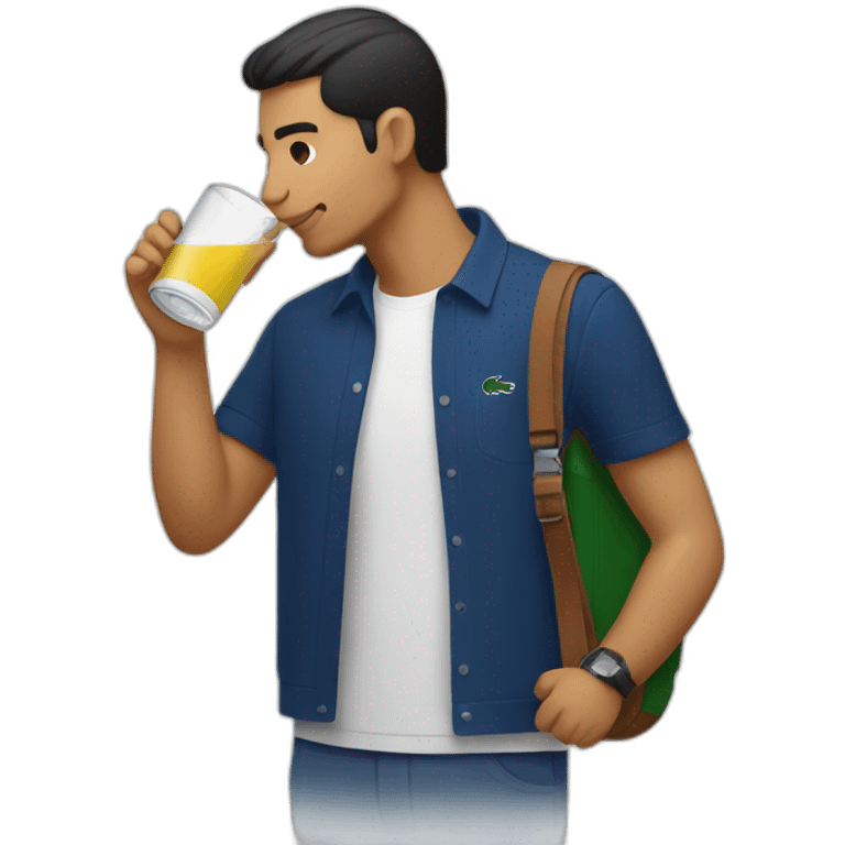 Latin guy Drinking and using lacoste emoji