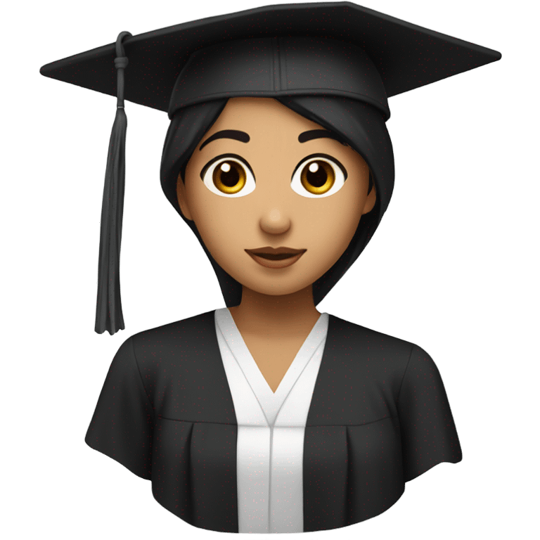 An emoji of a girl with a grad cap with black hair brown eyes and tan color skin  emoji