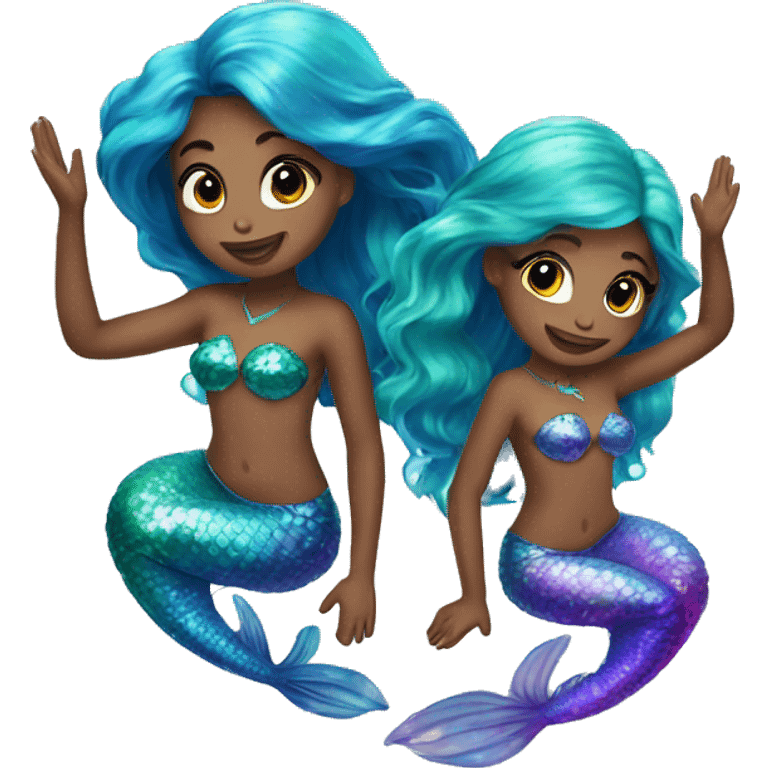 two mermaids, colorful, shimmer, beautiful, aesthetic emoji