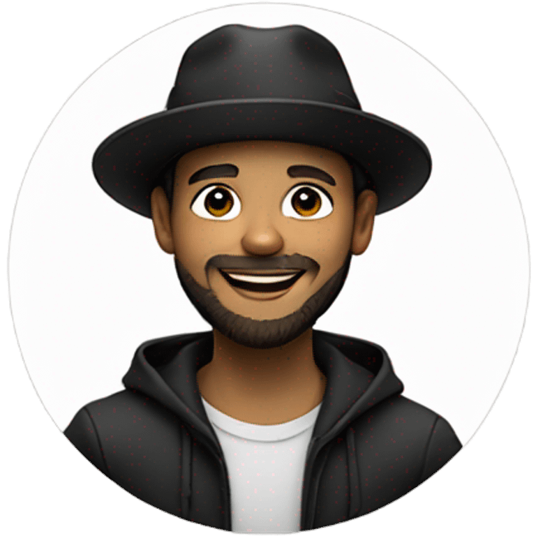 smiling boy in black hat and beard  emoji