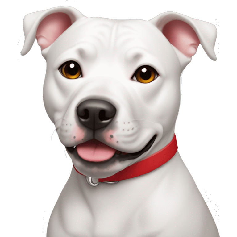 White staffy wearing red collar  emoji