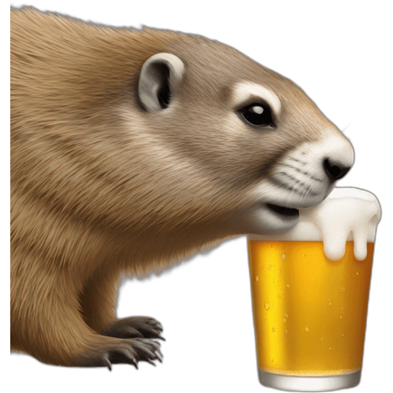 a marmot drinking a beer emoji