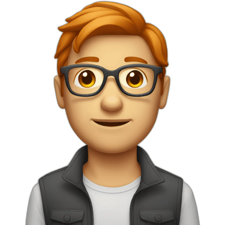 Personne rousse avec des lunettes emoji