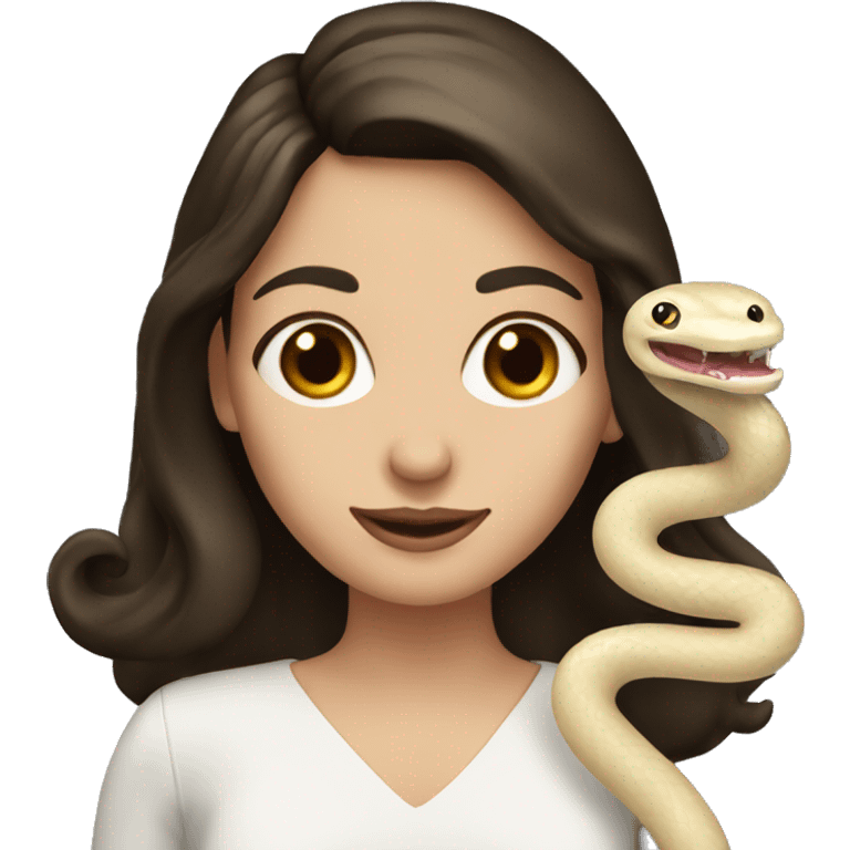 Brunette girl with cream snake emoji