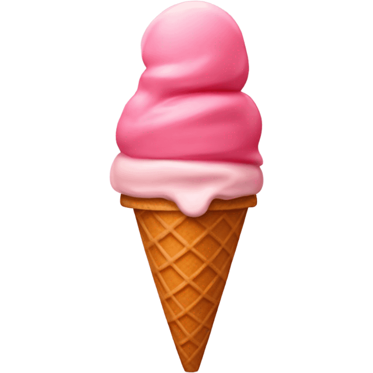 Ice cream cone with two scoops of strawberry ice cream emoji