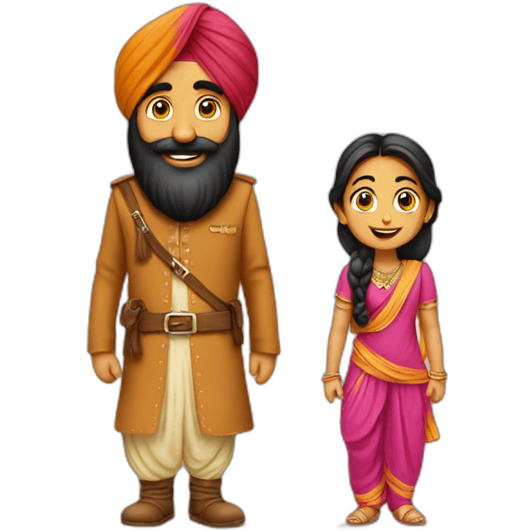 Sardaar man with girl in punjabi suit emoji