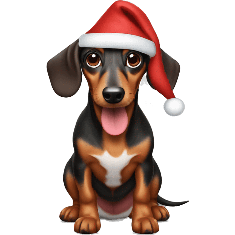 Sausage dog wearing a santa hat emoji