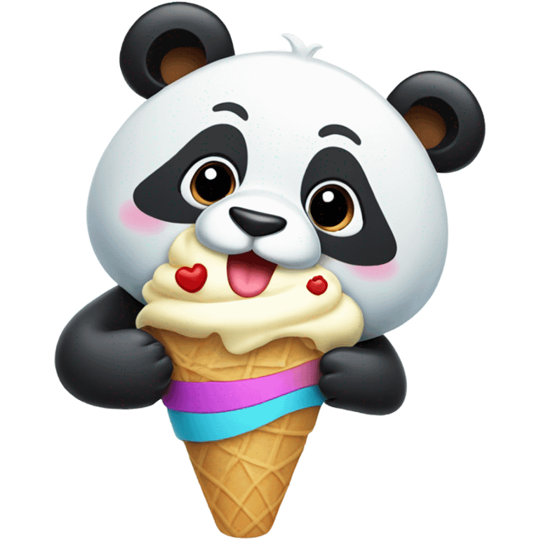 Panda eating ice cream emoji