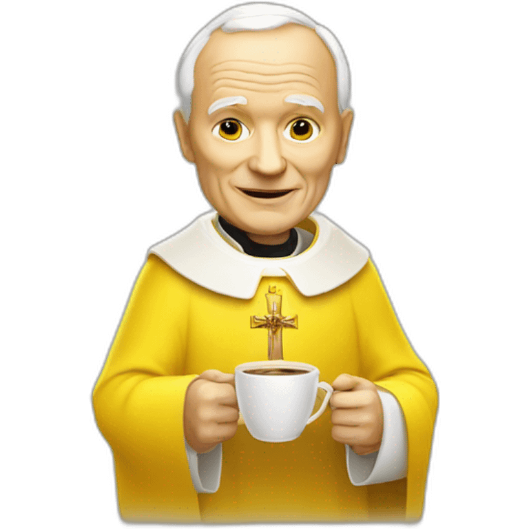 John Paul II with yellow skin offering coffee emoji