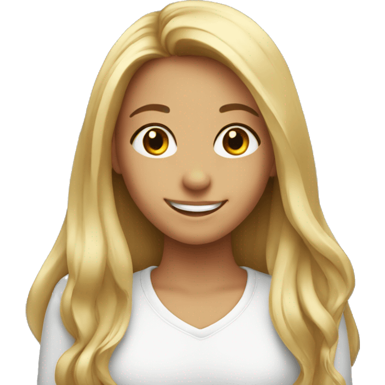 smiling girls with long hair emoji