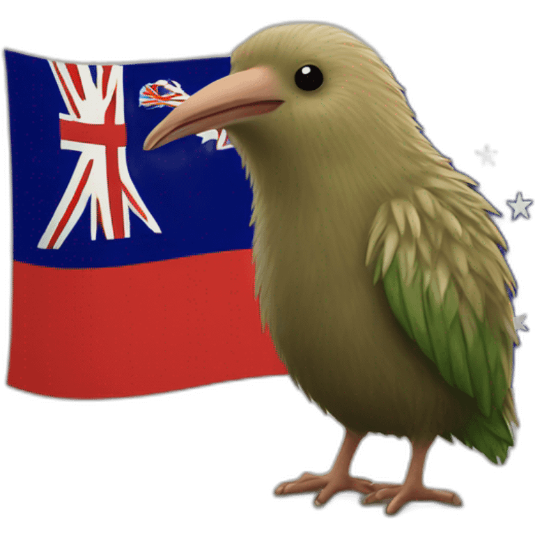 Kiwi bird on a new Zealand flag emoji