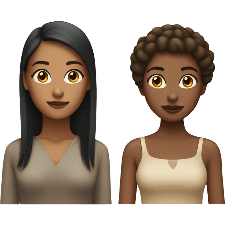 Brunette black woman and Brunette tan woman couple emoji