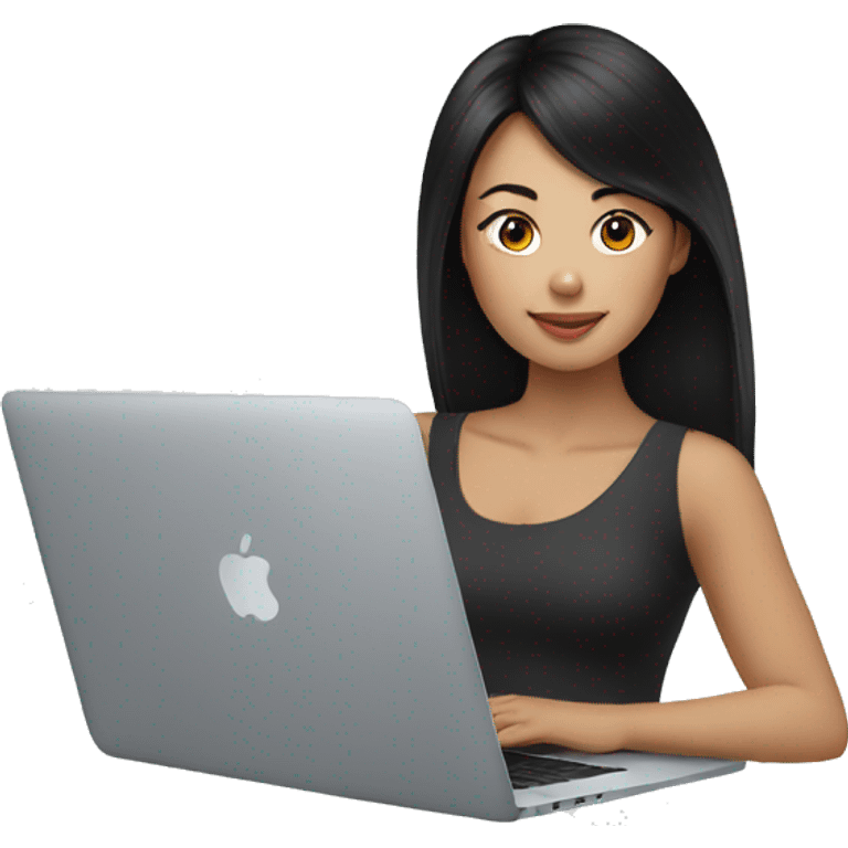 black-hair-asian-girls-with-MacBook emoji