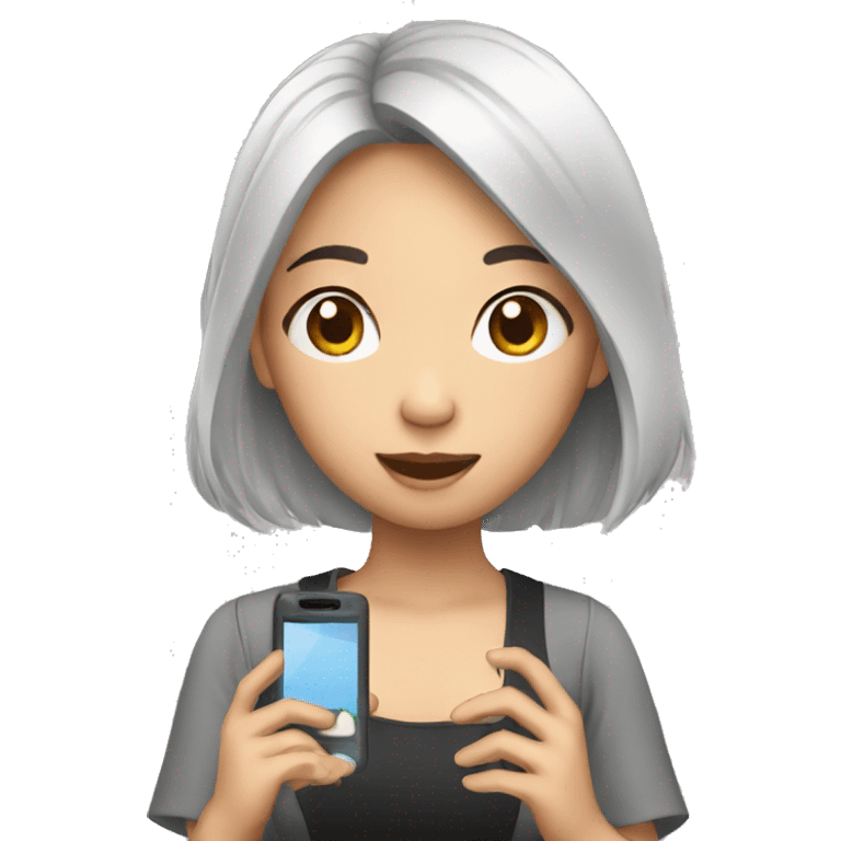 asian girl with phone emoji