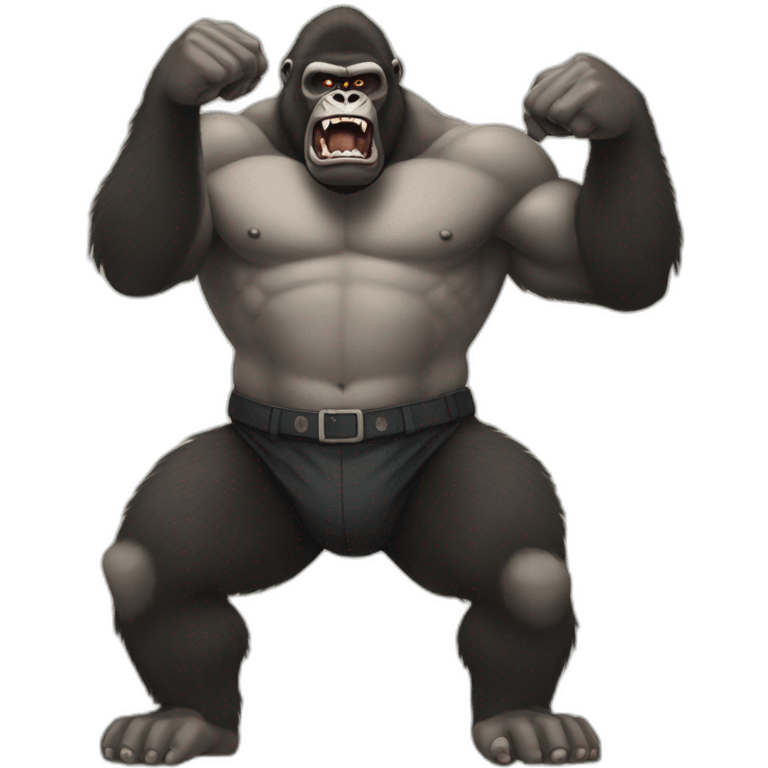 Buff Gorilla looking down on Adolf Hitler while he falls emoji