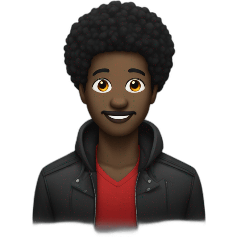 Black man with red lips and black Afro emoji