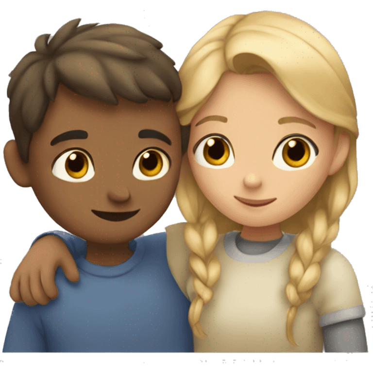 a boy and a girl huggig each other tightly emoji