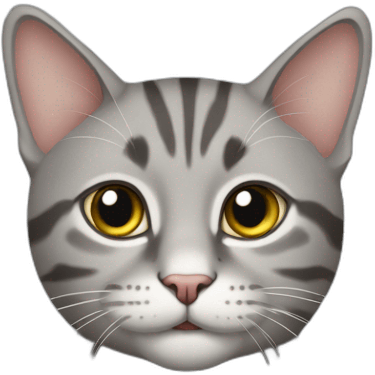 Tabby Grey cat with one ear emoji