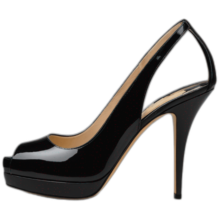 One Black Patent Leather Daffodile Platform Heels emoji