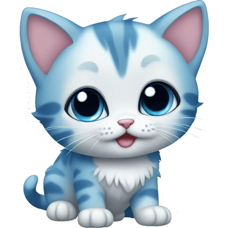 blue cute kawaii kitten emoji